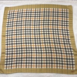 VTG DAKS Scarf Handkerchief Check Tan 18.5x18.5